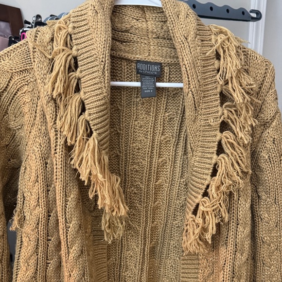 Chico's Mustard Cable Knit Cardigan - Picture 3 of 5